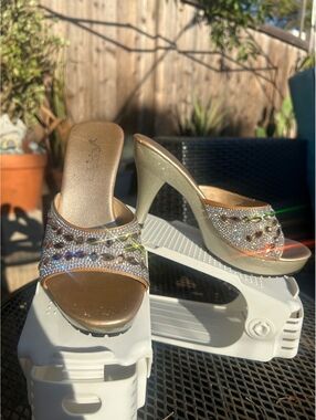 Vintage Gold & silver rhinestone platforms